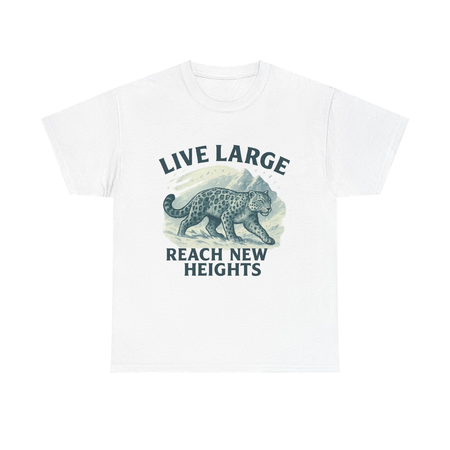 Live Large Reach New Heights Snow Leopard Cotton Shirt