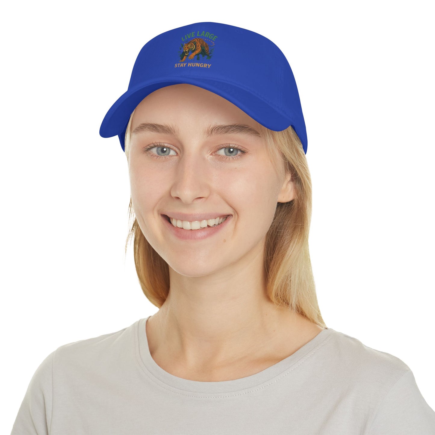 Live Large Stay Hungry Baseball Cap, Tiger