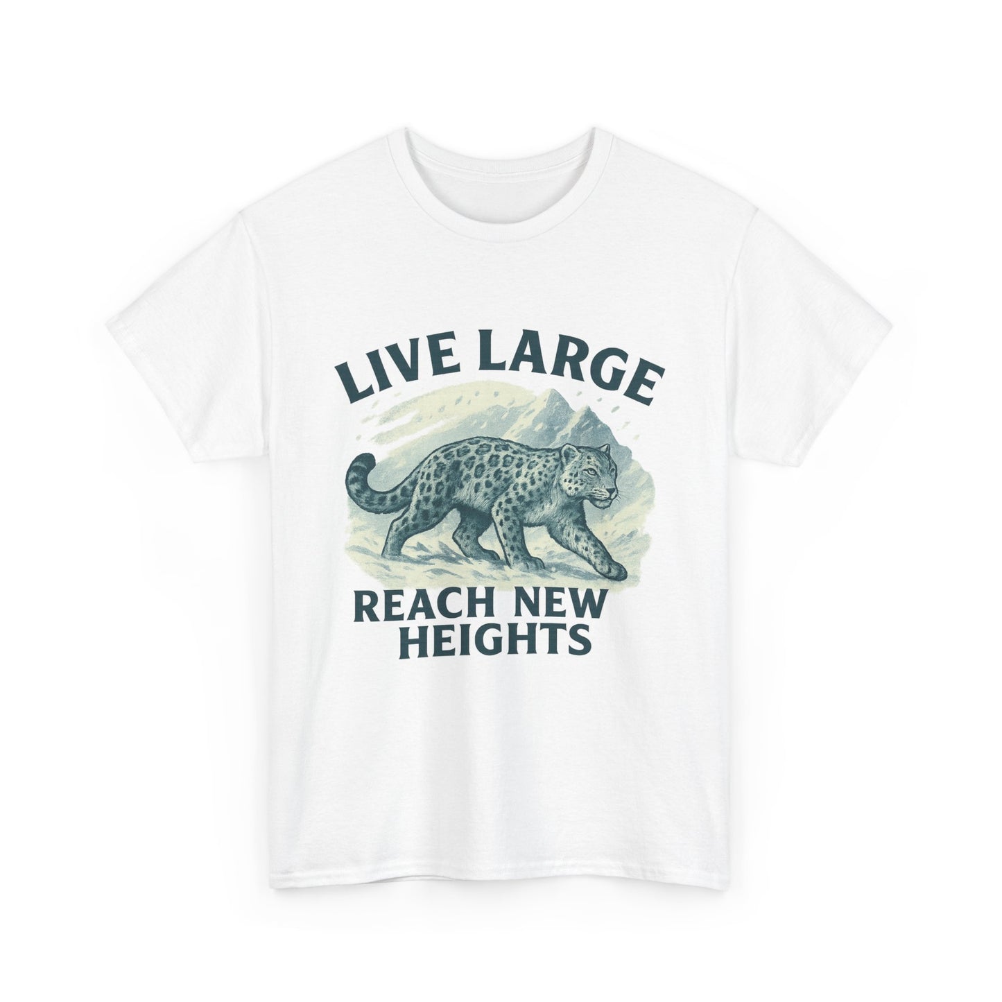 Live Large Reach New Heights Snow Leopard Cotton Shirt