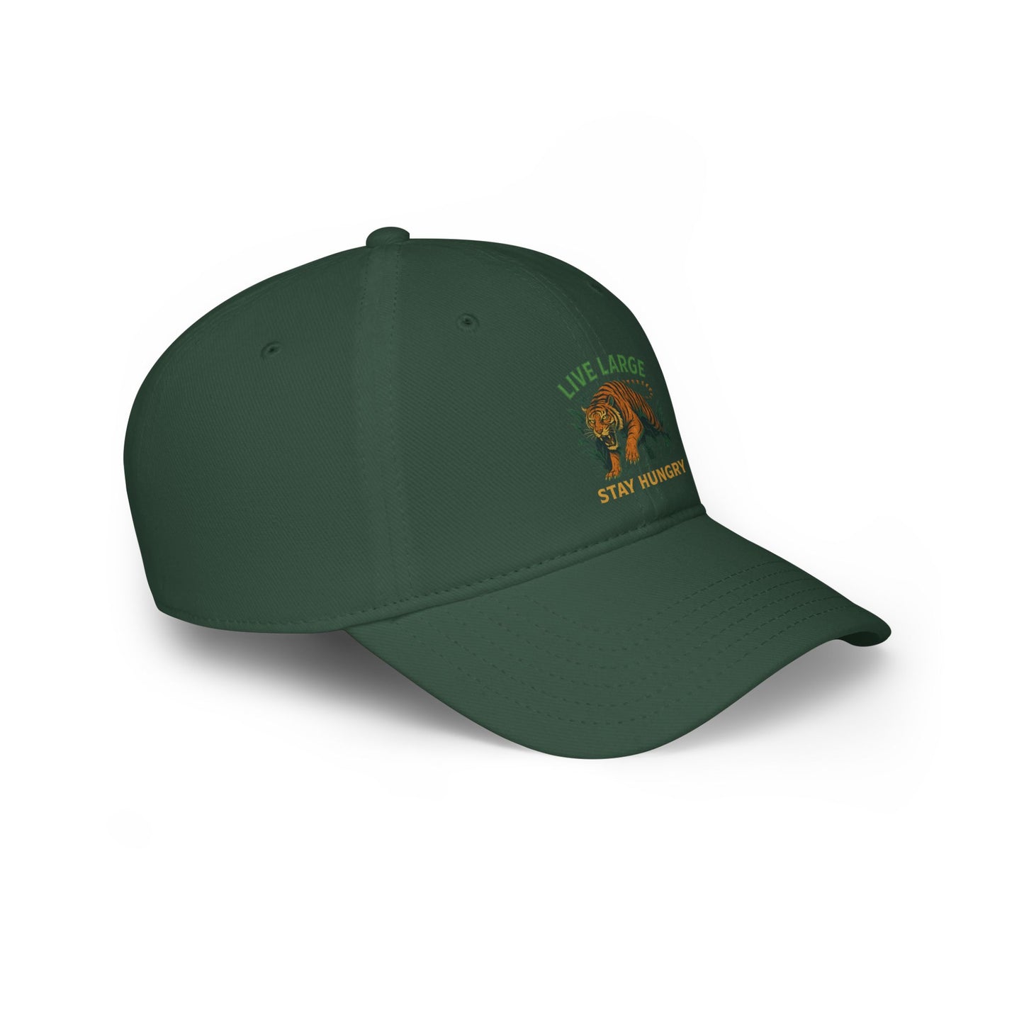 Live Large Stay Hungry Baseball Cap, Tiger