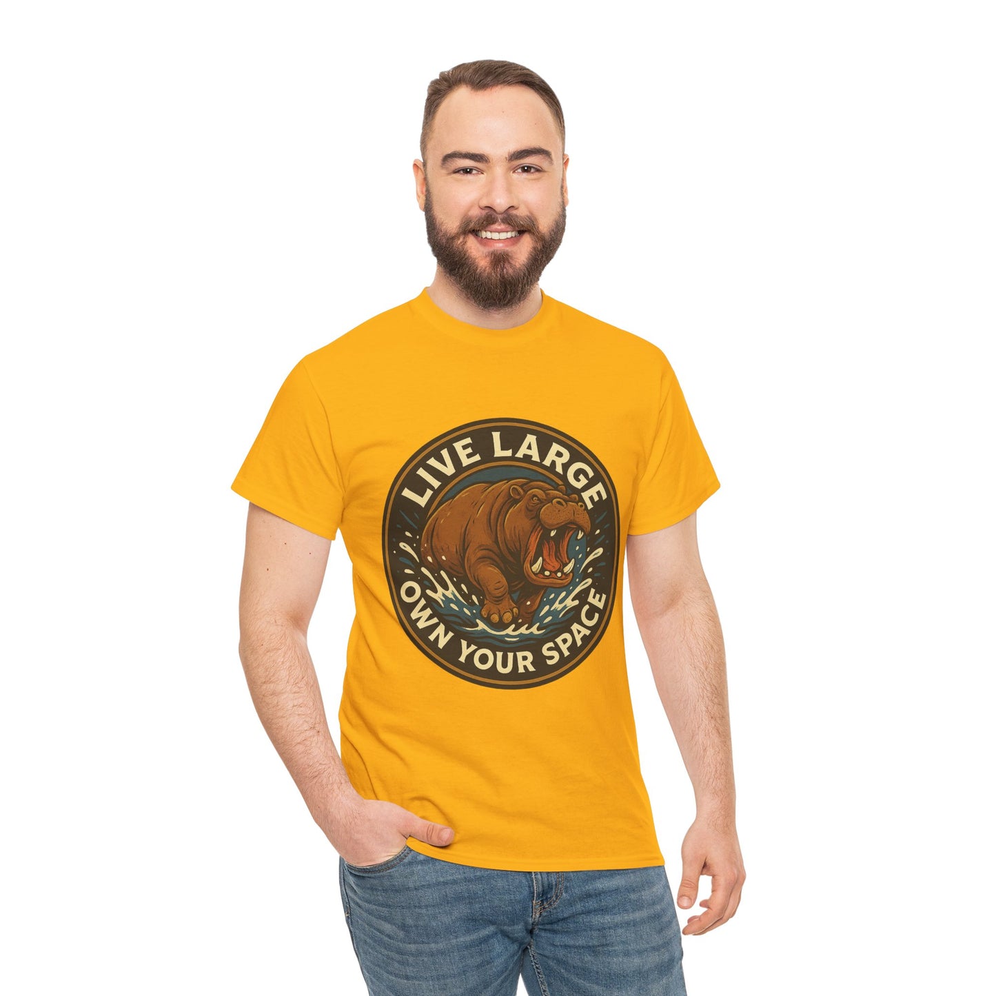 Live Large Own Your Space Graphic Hippo Shirt