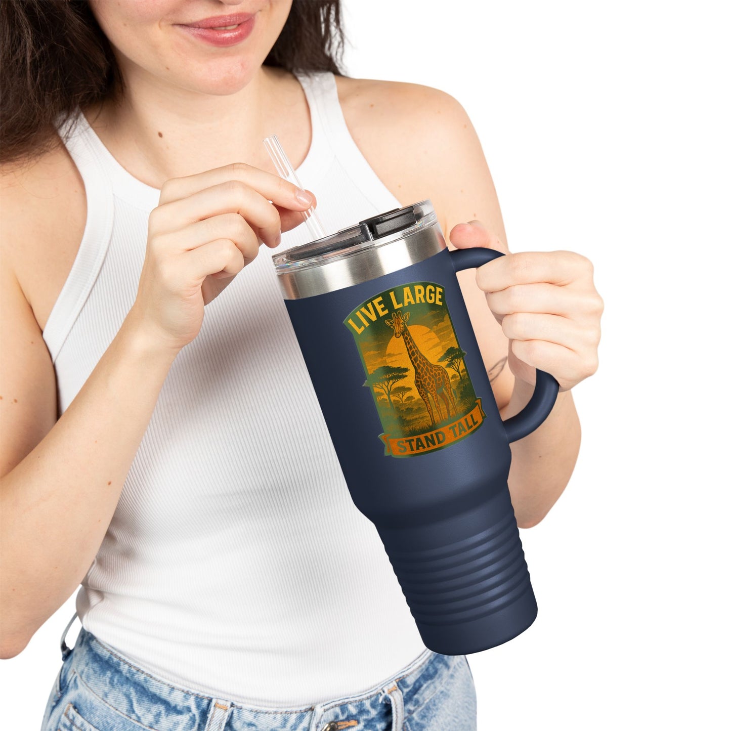 Giraffe Travel Mug | Inspirational Tumbler Live Large Stand Tall