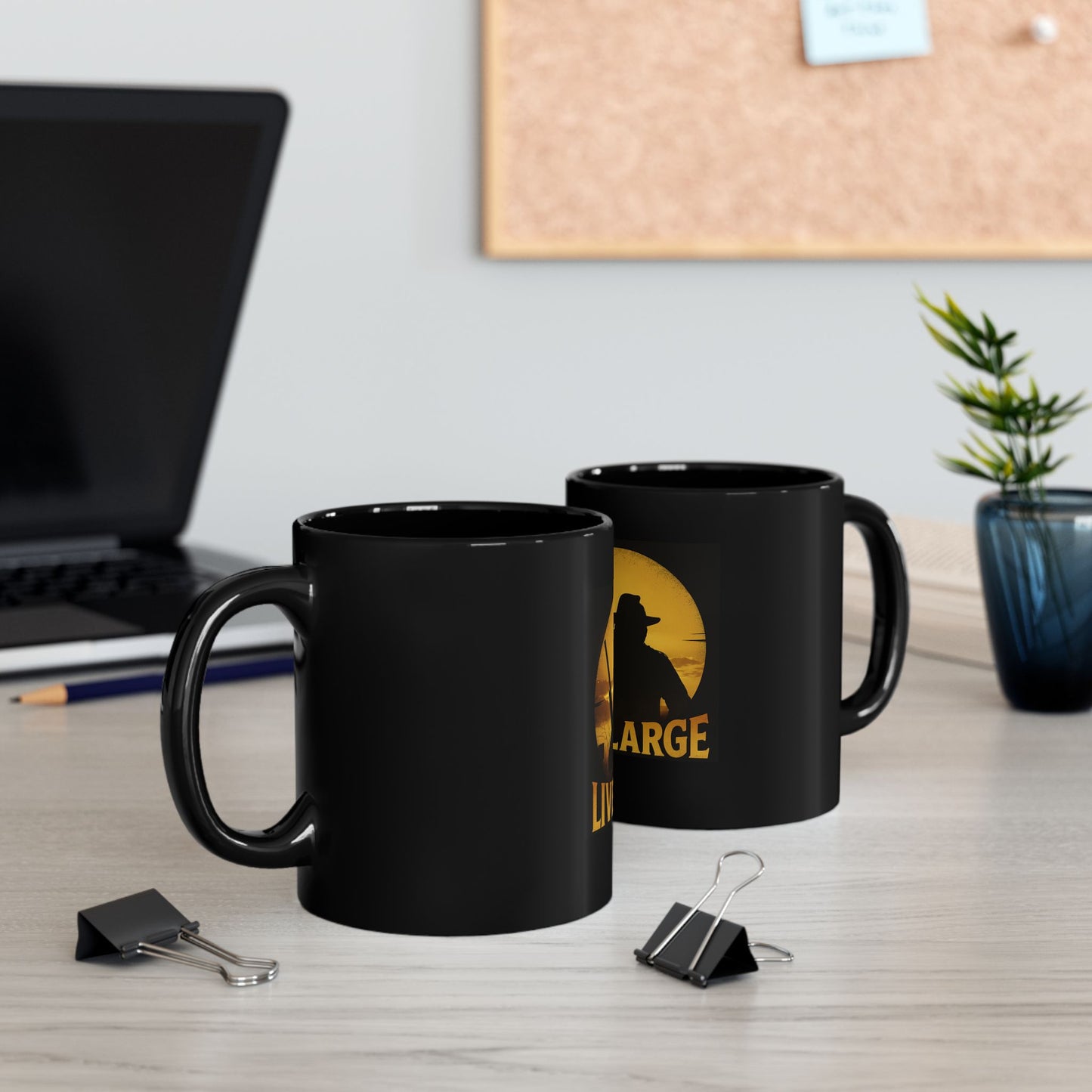 Live Large Black Mug - Motivational Coffee Cup, Gift for Him, Hunter Mug, Inspirational Drinkware, Western Decor