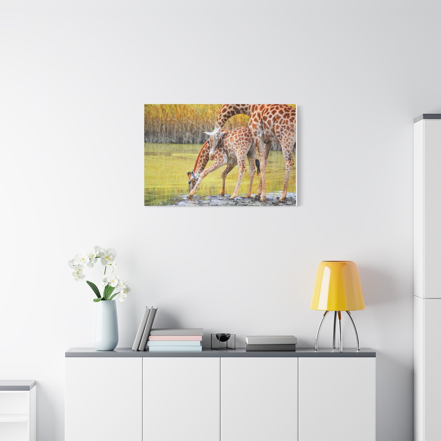 Giraffe Family Matte Canvas Wall Art, Nature Decor, Wildlife Print, Animal Lovers Gift, Nursery Decoration