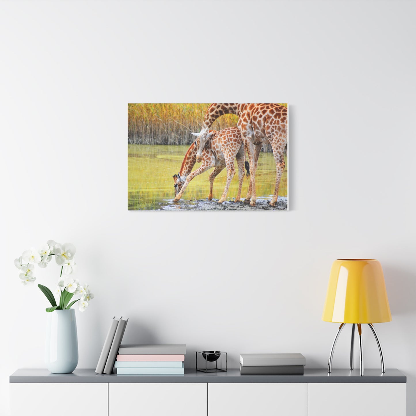 Giraffe Family Matte Canvas Wall Art, Nature Decor, Wildlife Print, Animal Lovers Gift, Nursery Decoration