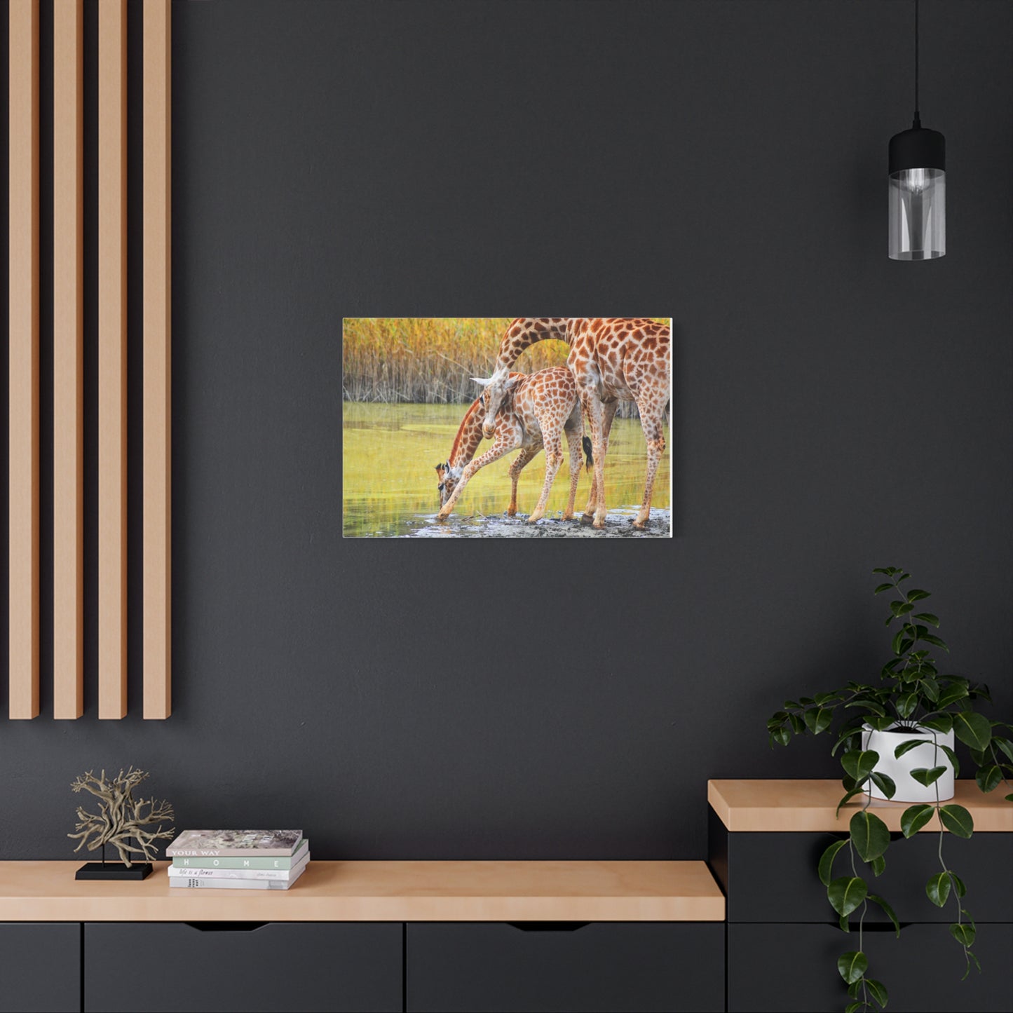 Giraffe Family Matte Canvas Wall Art, Nature Decor, Wildlife Print, Animal Lovers Gift, Nursery Decoration