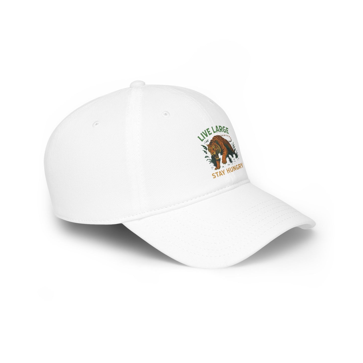 Live Large Stay Hungry Baseball Cap, Tiger