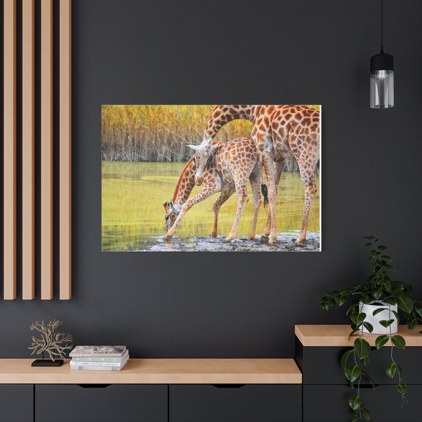 Giraffe Family Matte Canvas Wall Art, Nature Decor, Wildlife Print, Animal Lovers Gift, Nursery Decoration