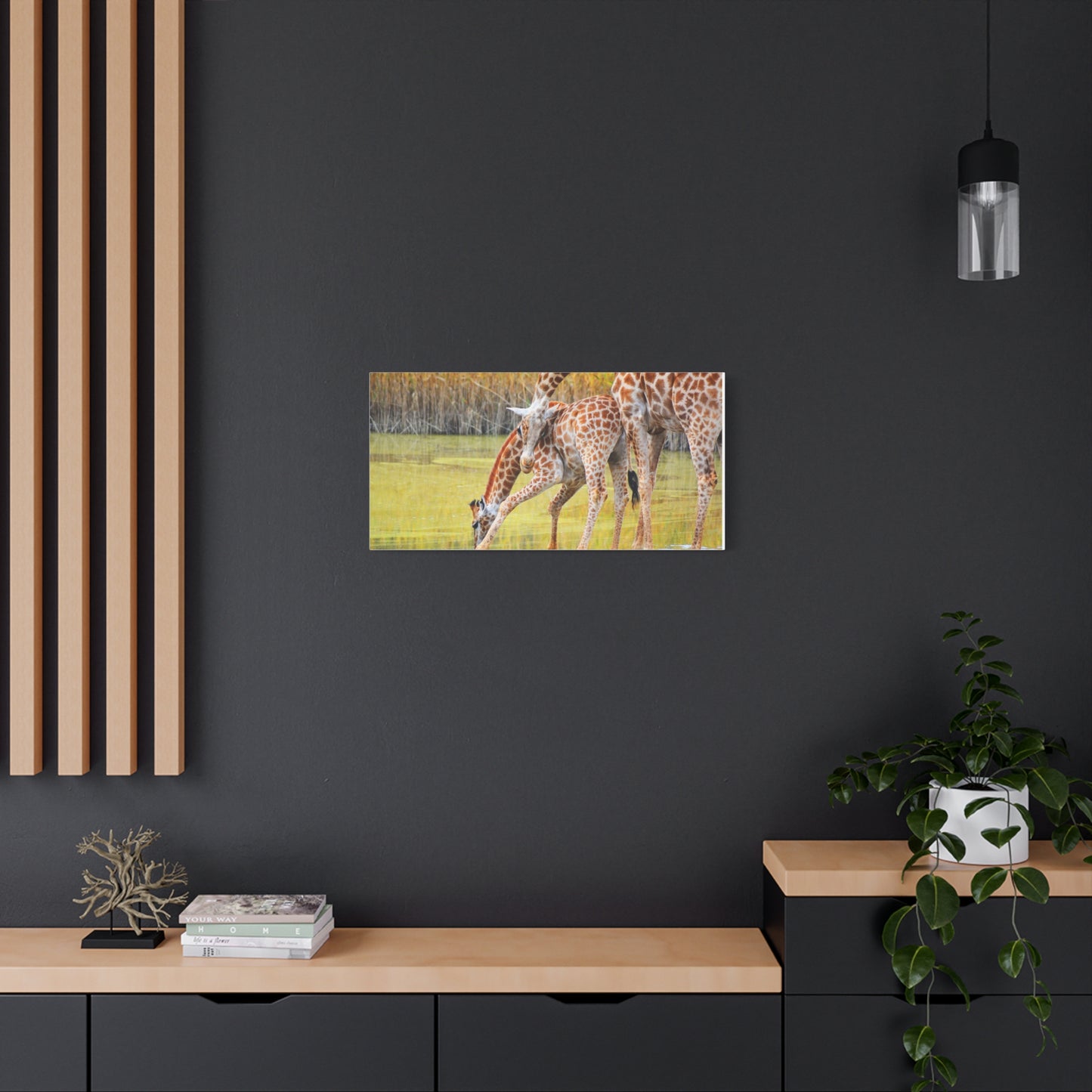 Giraffe Family Matte Canvas Wall Art, Nature Decor, Wildlife Print, Animal Lovers Gift, Nursery Decoration
