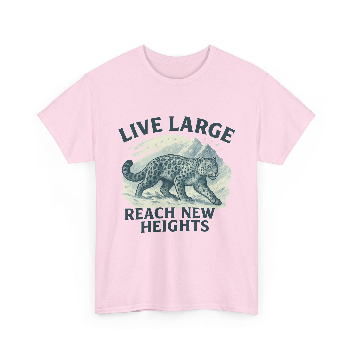 Live Large Reach New Heights Snow Leopard Cotton Shirt