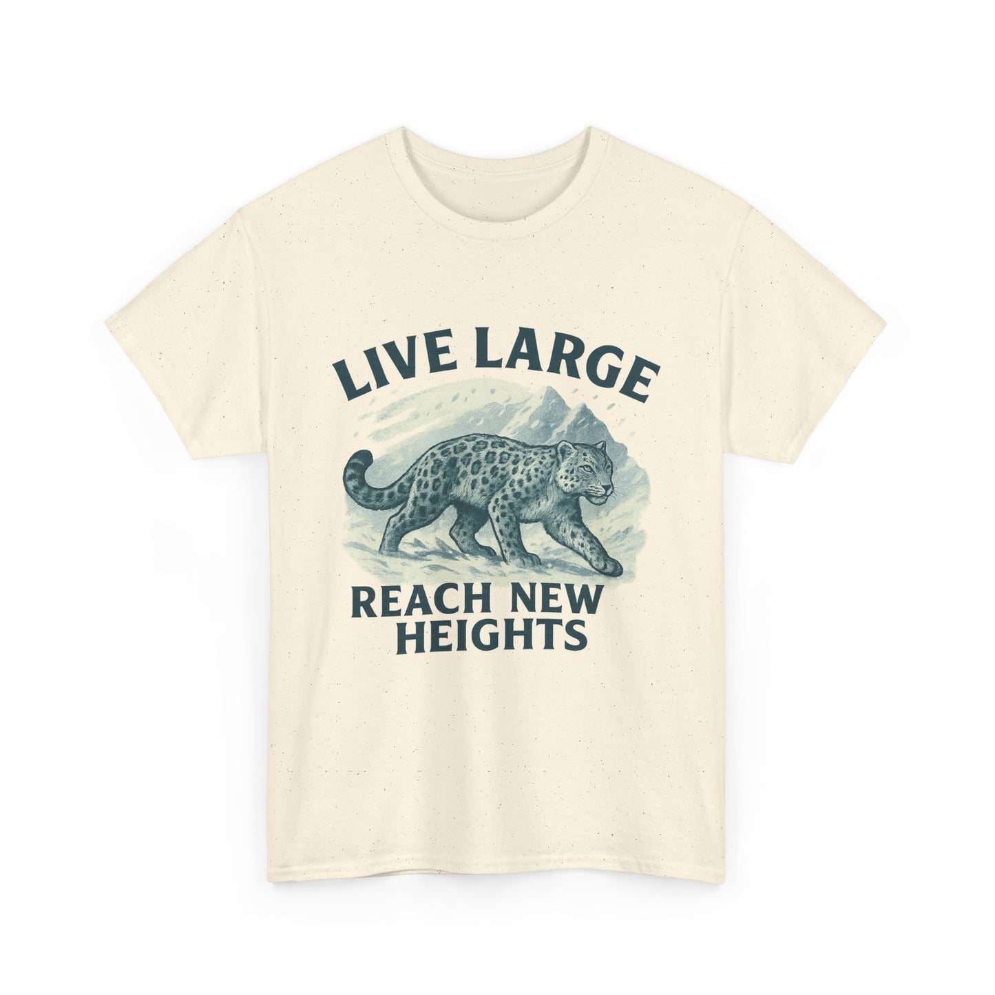 Live Large Reach New Heights Snow Leopard Cotton Shirt
