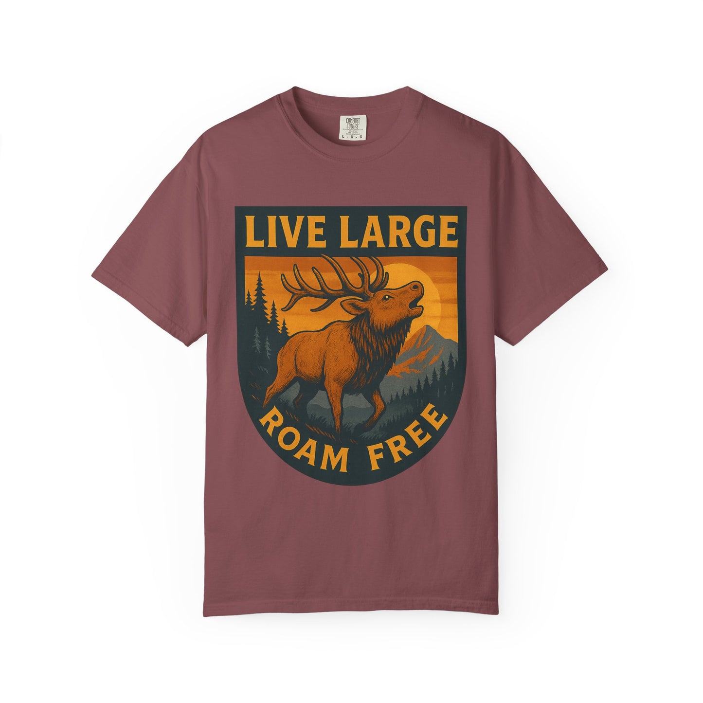 Live Large Roam Free Elk T-Shirt, Nature Lover Tee, Adventure Shirt, Outdoorsy Apparel, Gift for Him/Her, Vintage Style T-Shirt