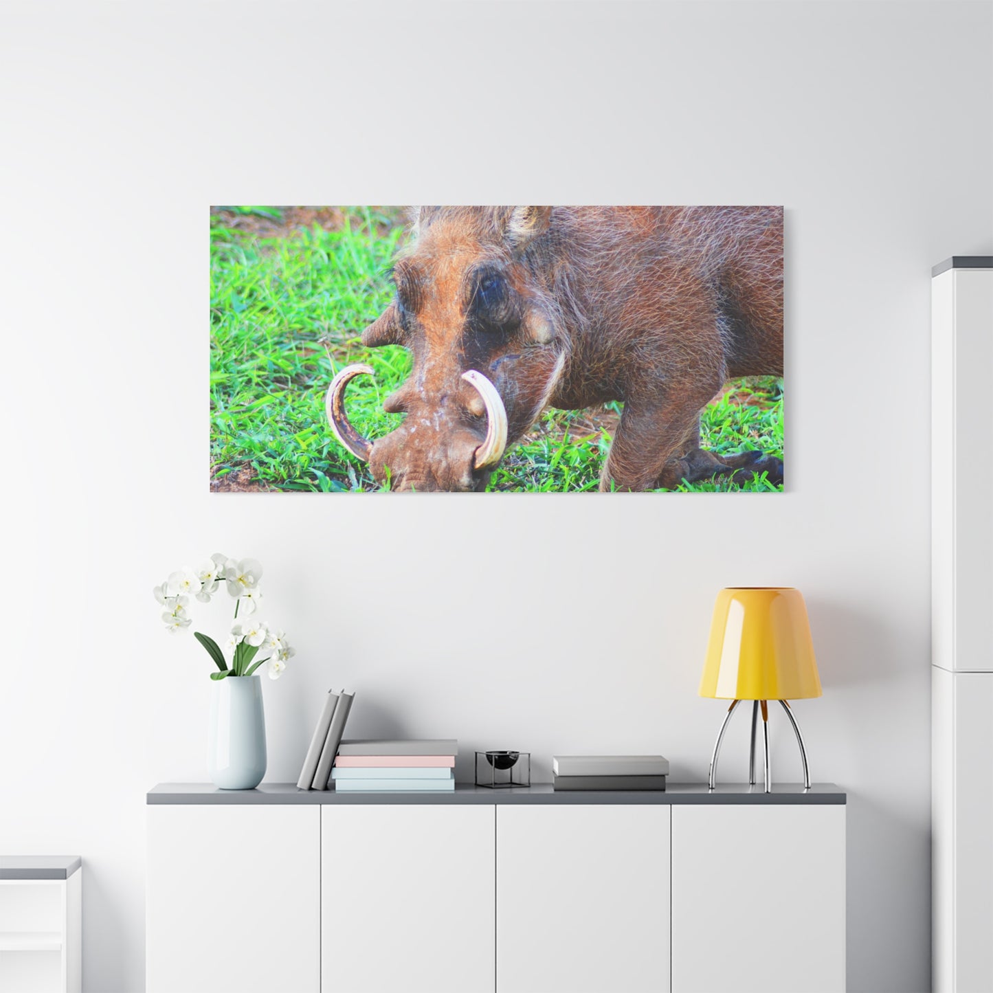 African Warthog Eating - Canvas Print