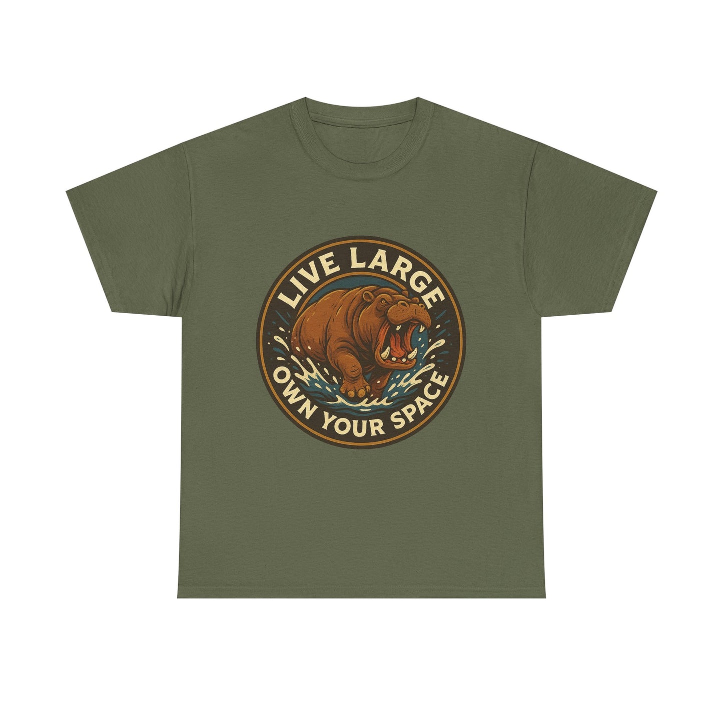 Live Large Own Your Space Graphic Hippo Shirt