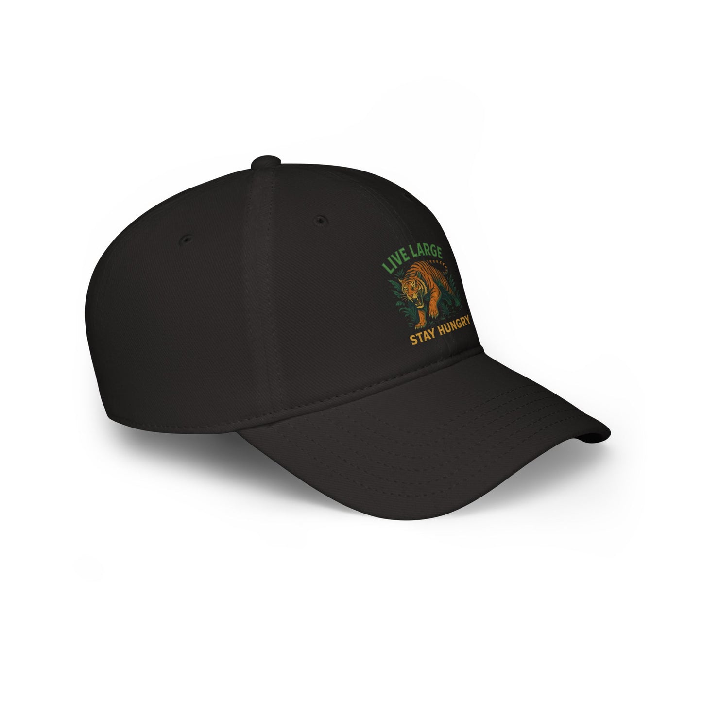 Live Large Stay Hungry Baseball Cap, Tiger