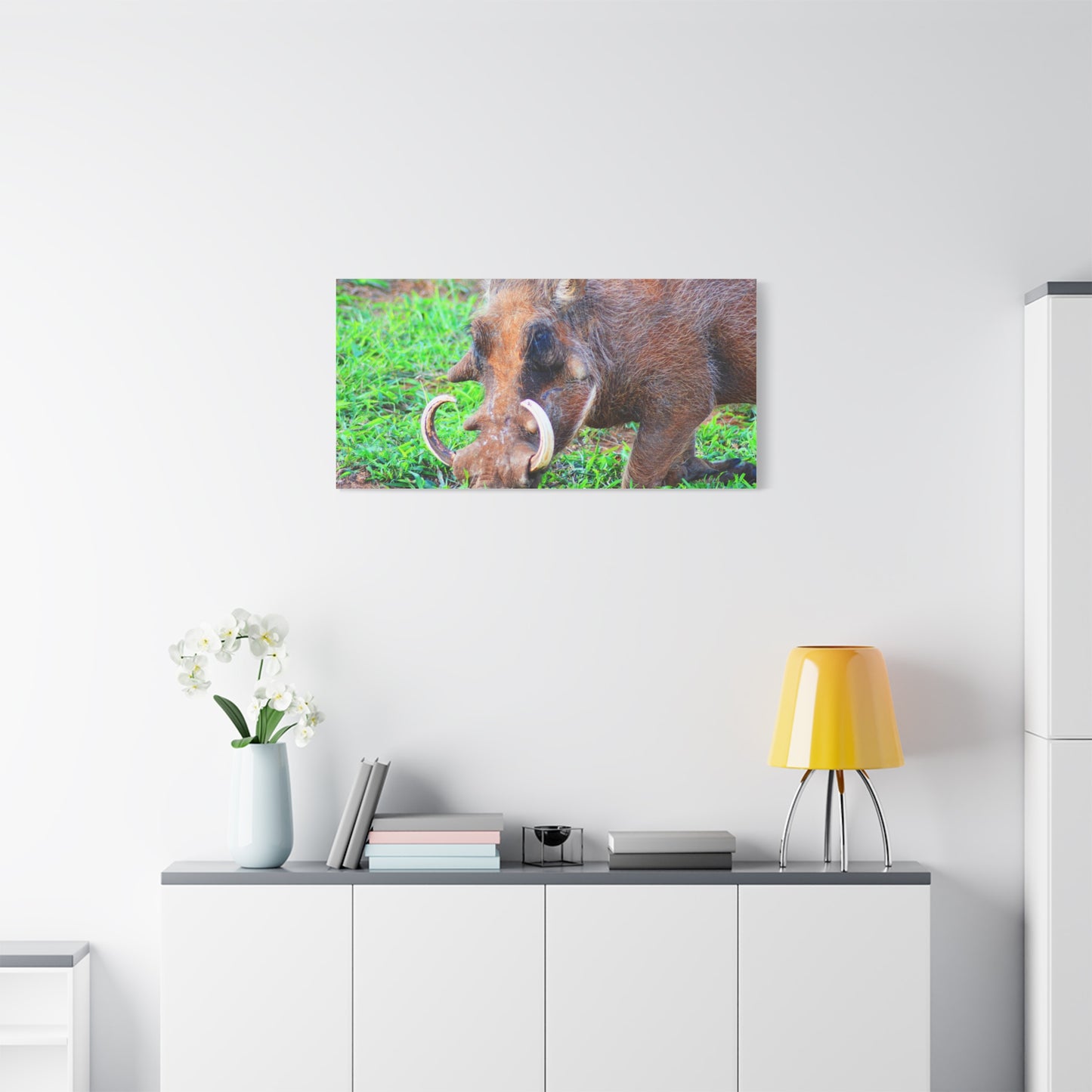 African Warthog Eating - Canvas Print