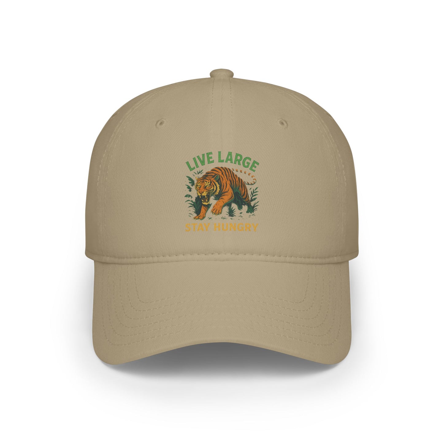 Live Large Stay Hungry Baseball Cap, Tiger