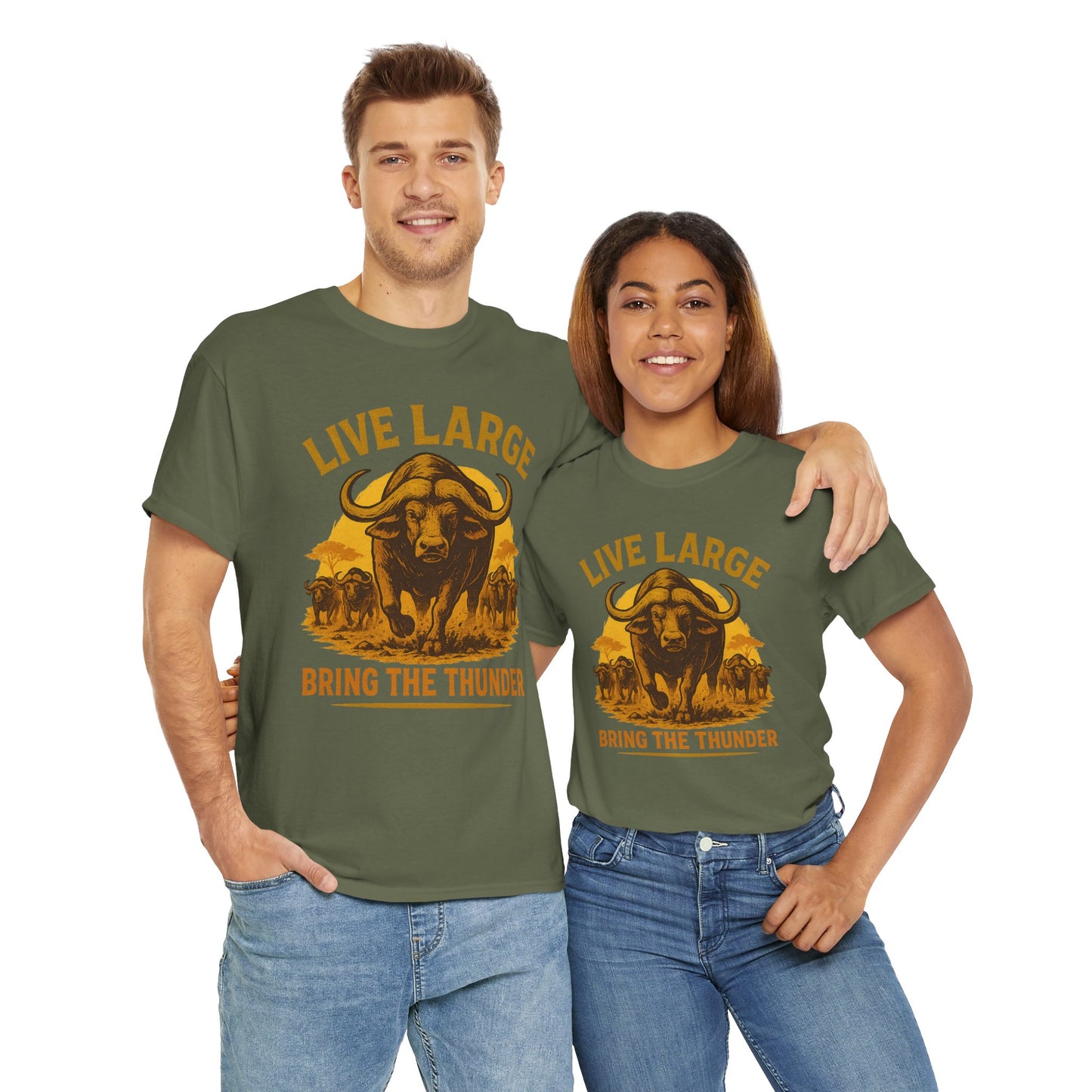 Live Large Bring The Thunder Shirt Cape Buffalo Africa Animal