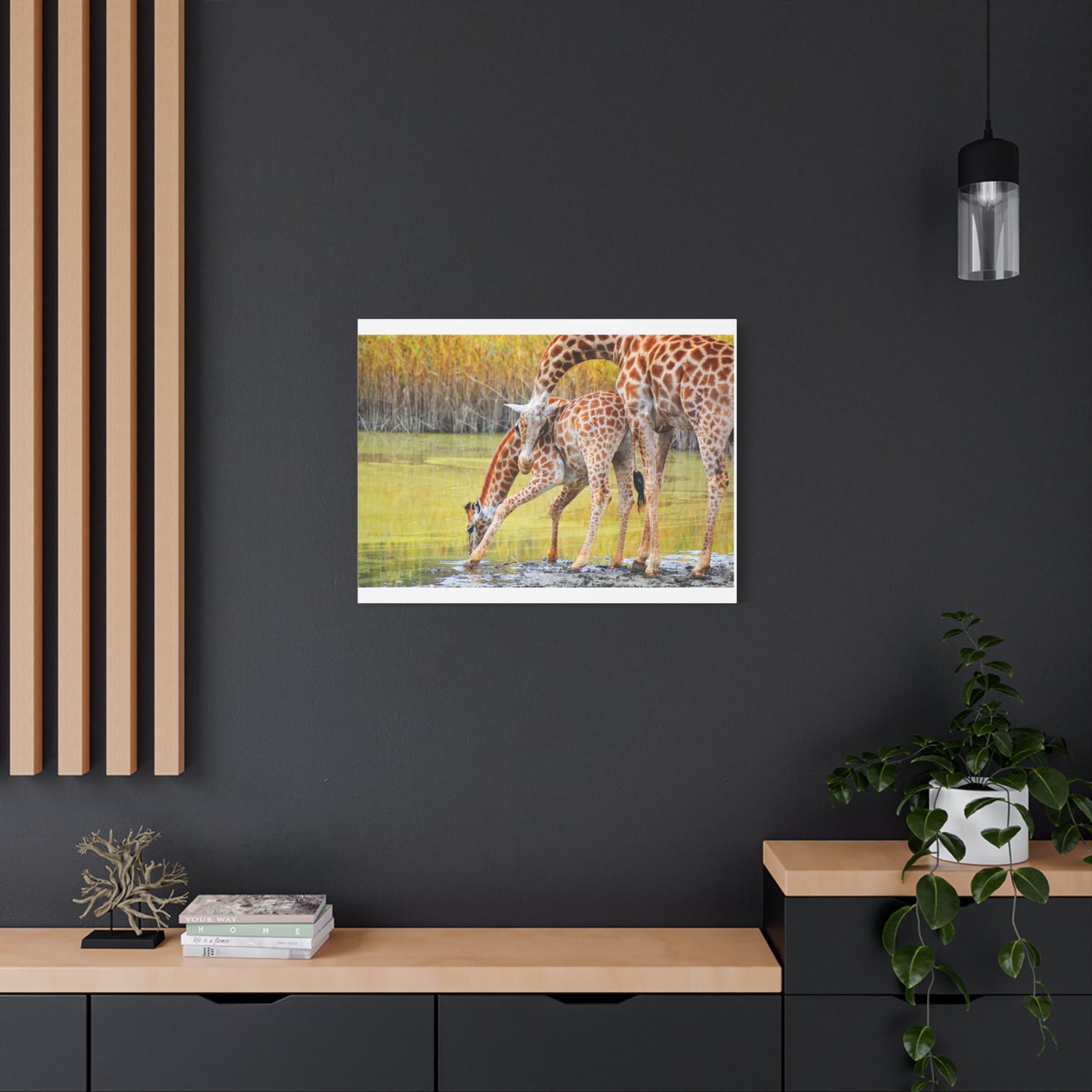 Giraffe Family Matte Canvas Wall Art, Nature Decor, Wildlife Print, Animal Lovers Gift, Nursery Decoration