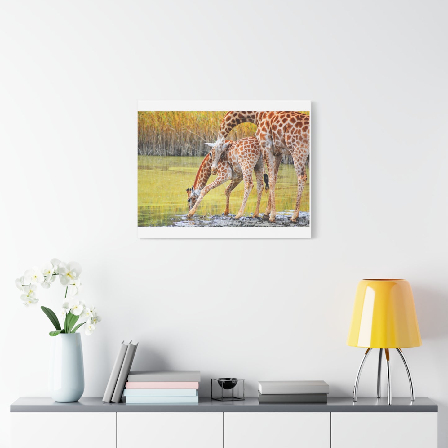 Giraffe Family Matte Canvas Wall Art, Nature Decor, Wildlife Print, Animal Lovers Gift, Nursery Decoration