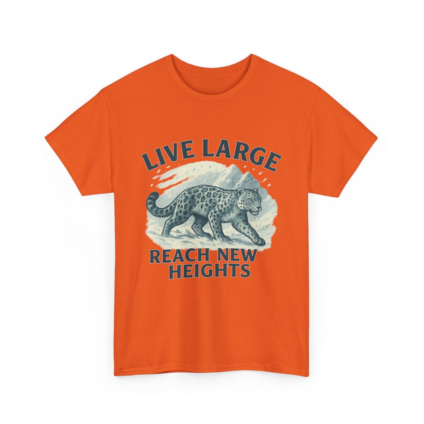 Live Large Reach New Heights Snow Leopard Cotton Shirt