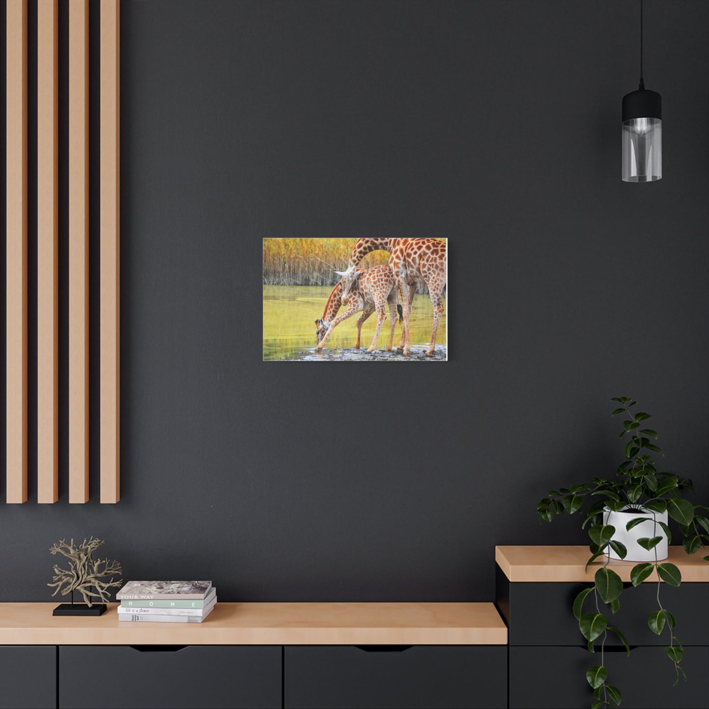 Giraffe Family Matte Canvas Wall Art, Nature Decor, Wildlife Print, Animal Lovers Gift, Nursery Decoration