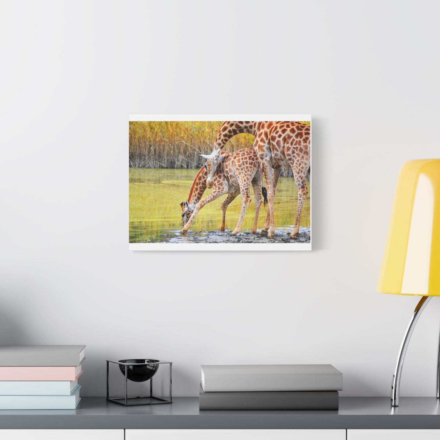Giraffe Family Matte Canvas Wall Art, Nature Decor, Wildlife Print, Animal Lovers Gift, Nursery Decoration