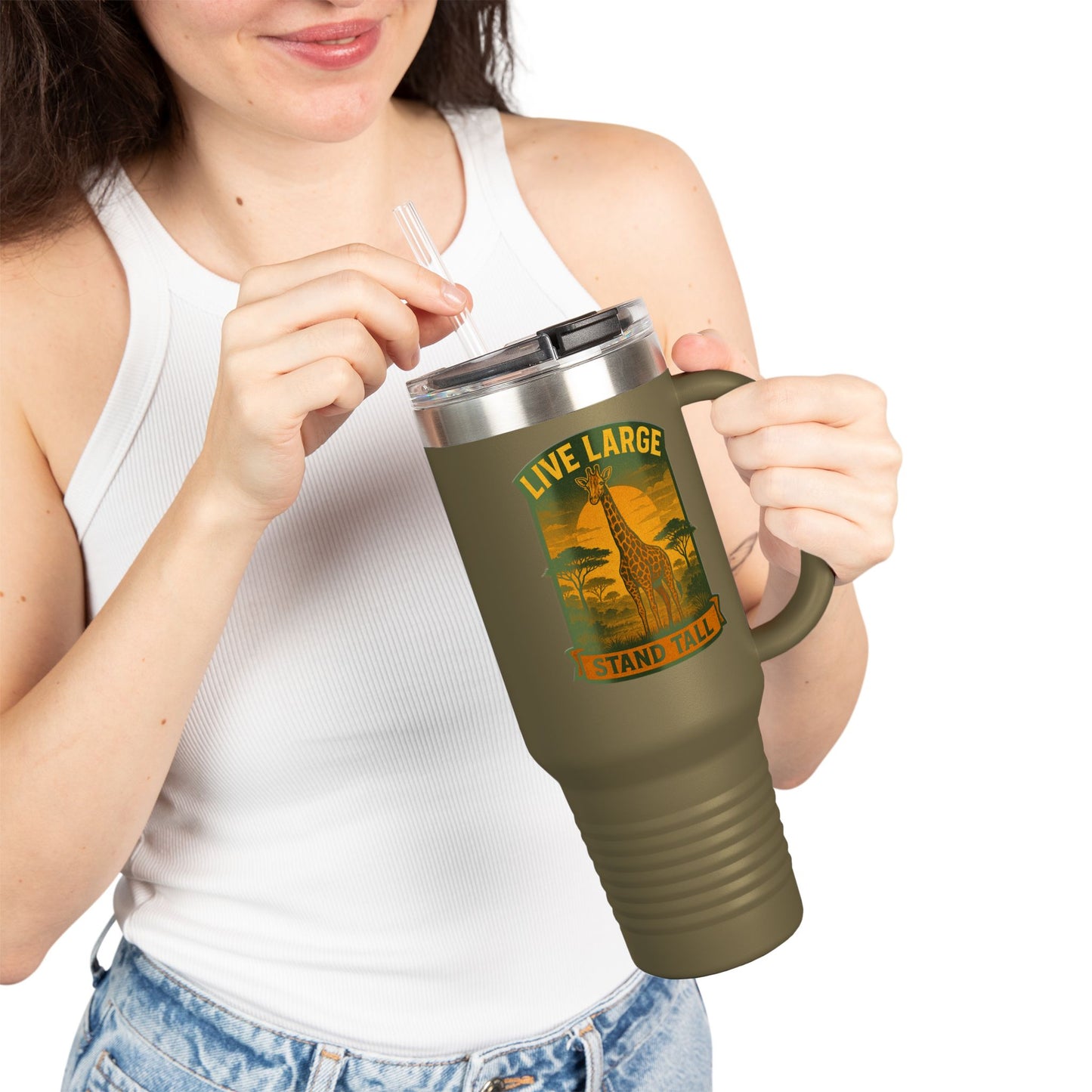 Giraffe Travel Mug | Inspirational Tumbler Live Large Stand Tall