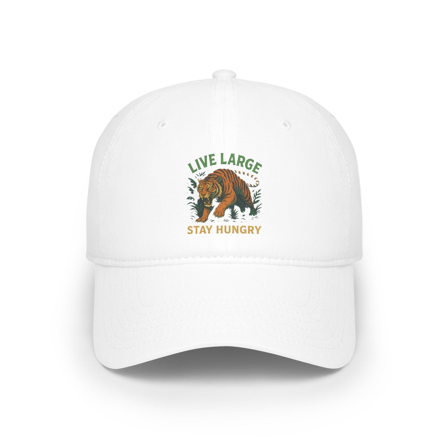 Live Large Stay Hungry Baseball Cap, Tiger