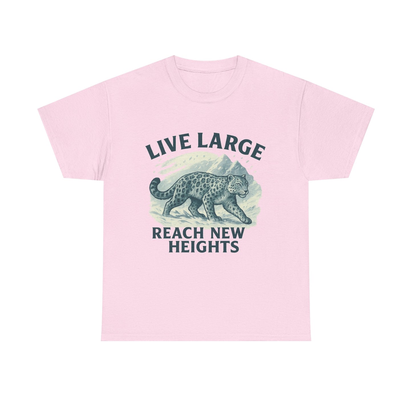Live Large Reach New Heights Snow Leopard Cotton Shirt