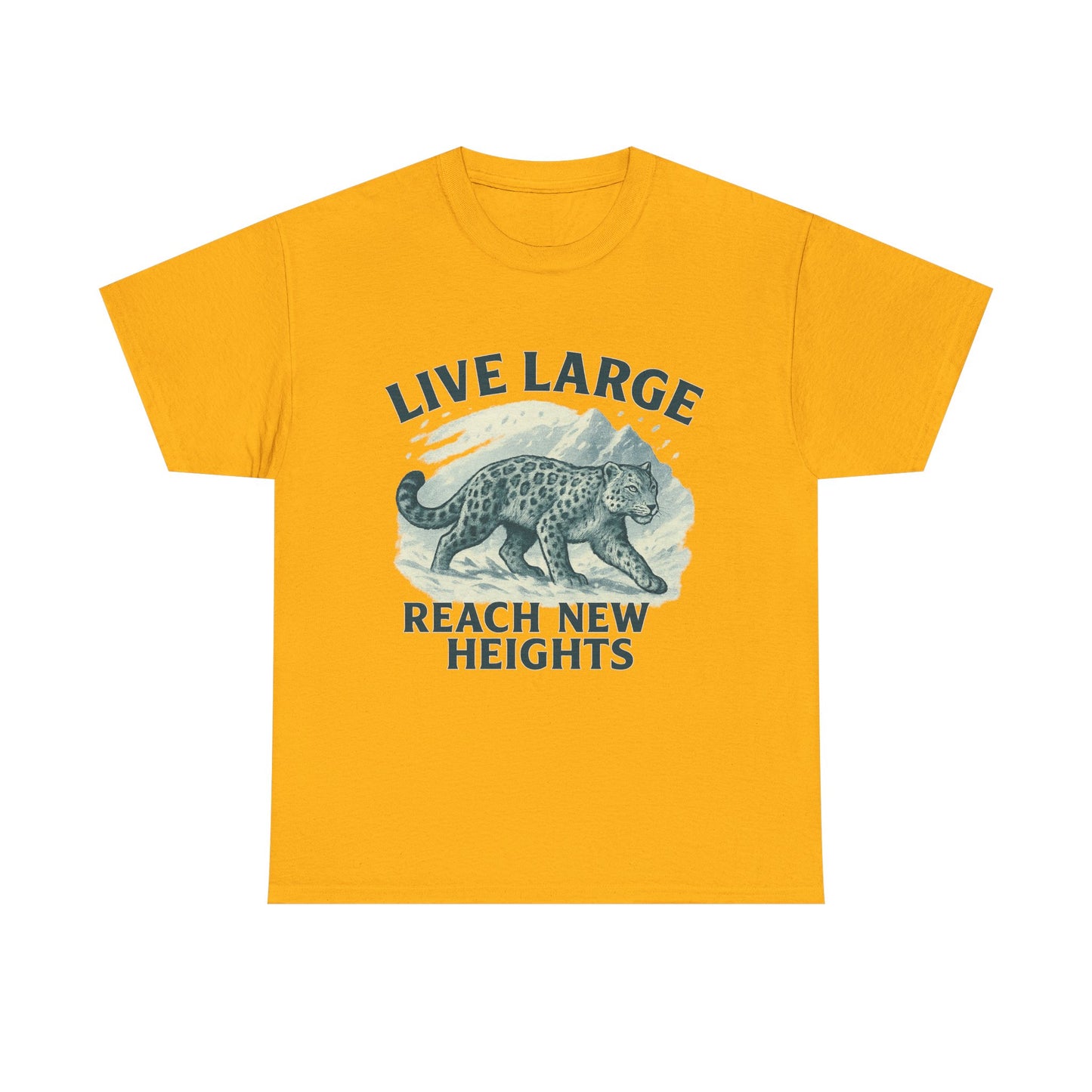 Live Large Reach New Heights Snow Leopard Cotton Shirt
