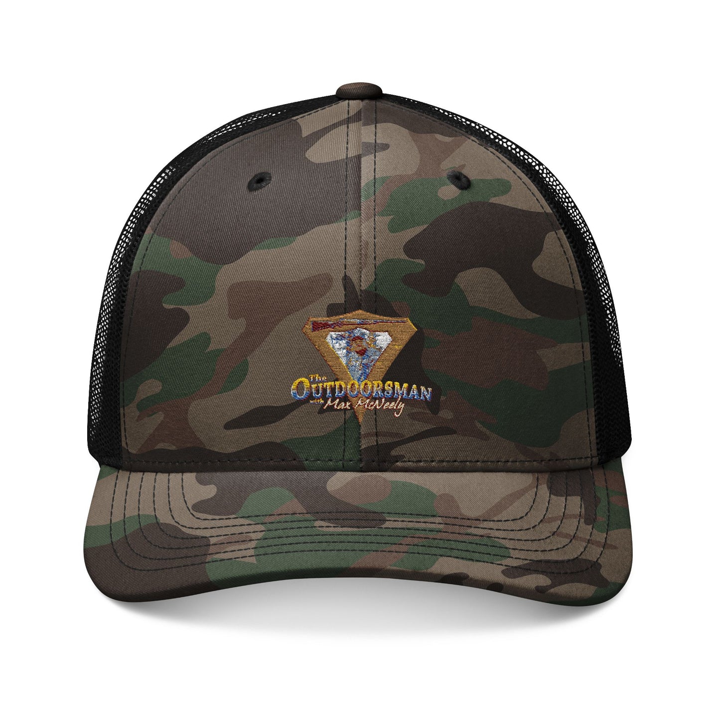 Camouflage Trucker Hat with Stylish Embroidery, Outdoor Cap, Hunting Gear, Casual Wear, Fashion Statement Hat, Summer Accessory