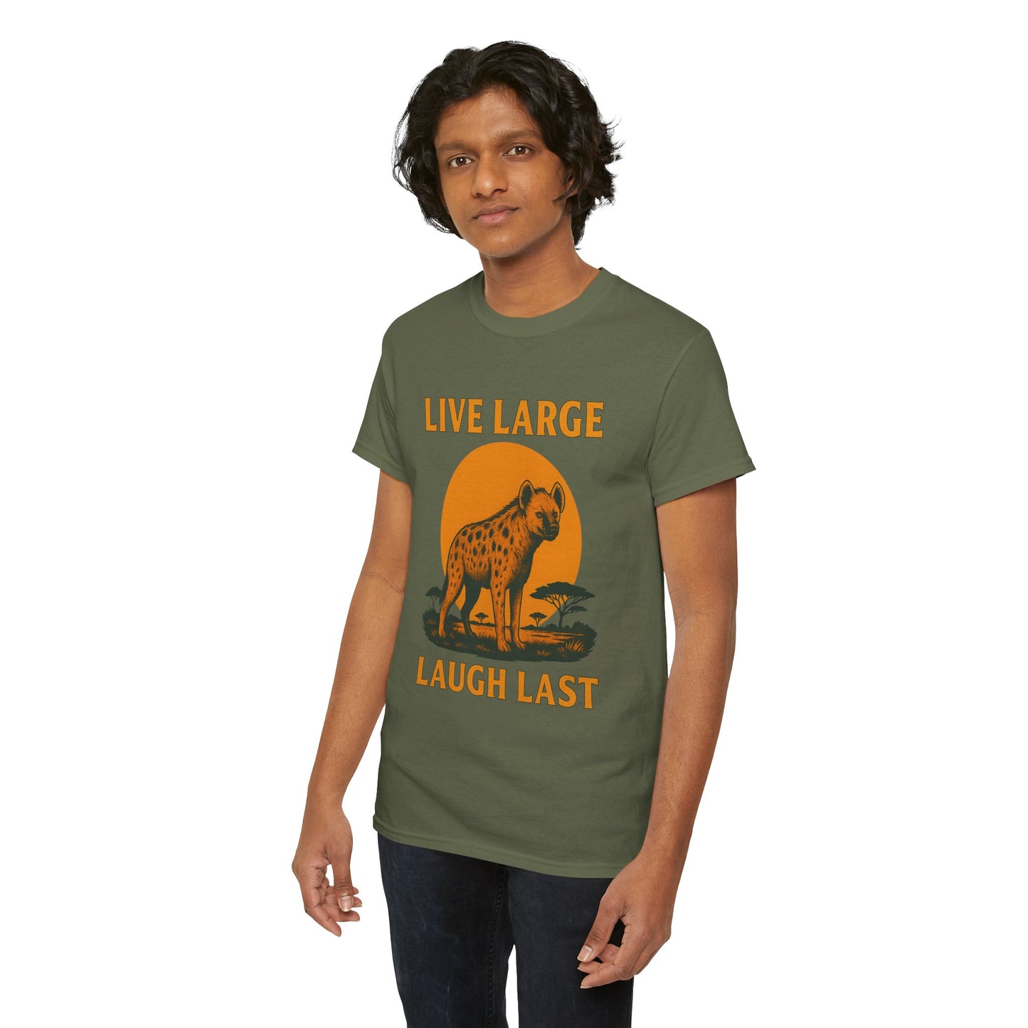 Live Large Laugh Last Hyena Cotton Shirt