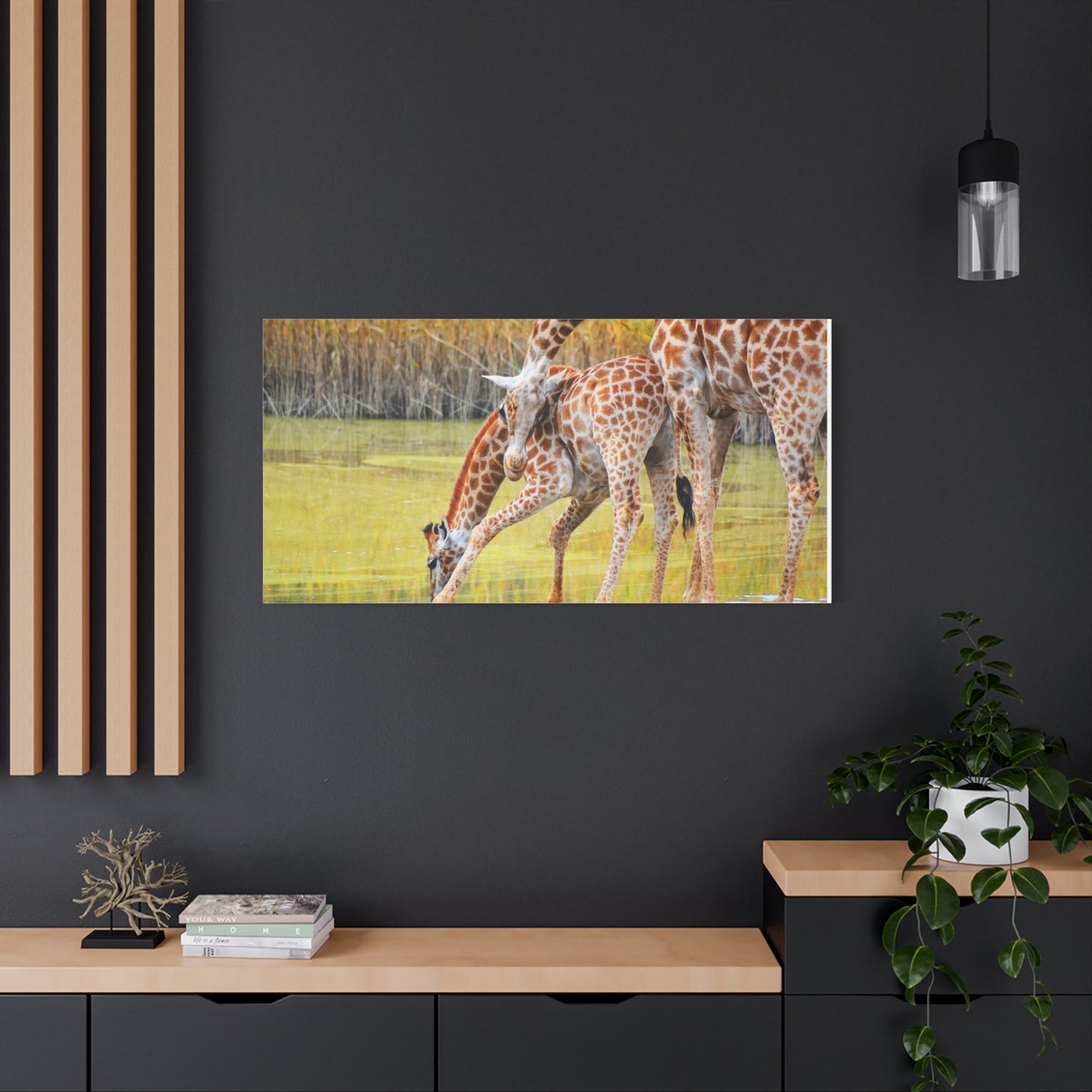 Giraffe Family Matte Canvas Wall Art, Nature Decor, Wildlife Print, Animal Lovers Gift, Nursery Decoration