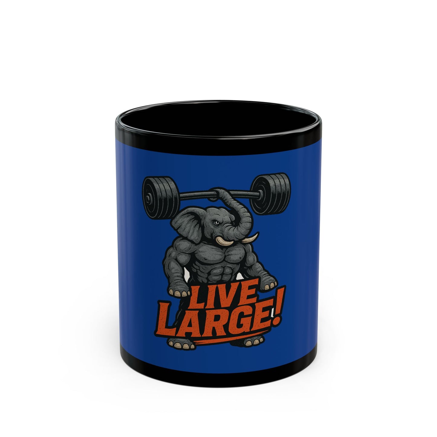 Muscle Elephant Motivational Mug, Workout Cup, Gym Gift, Fitness Coffee Mug, Live Large Mug, Powerlifting Drinkware