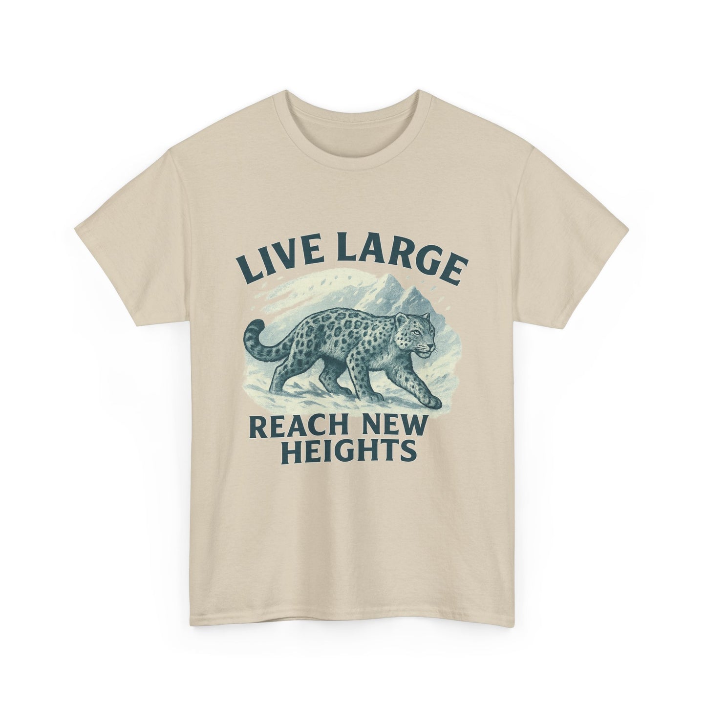 Live Large Reach New Heights Snow Leopard Cotton Shirt