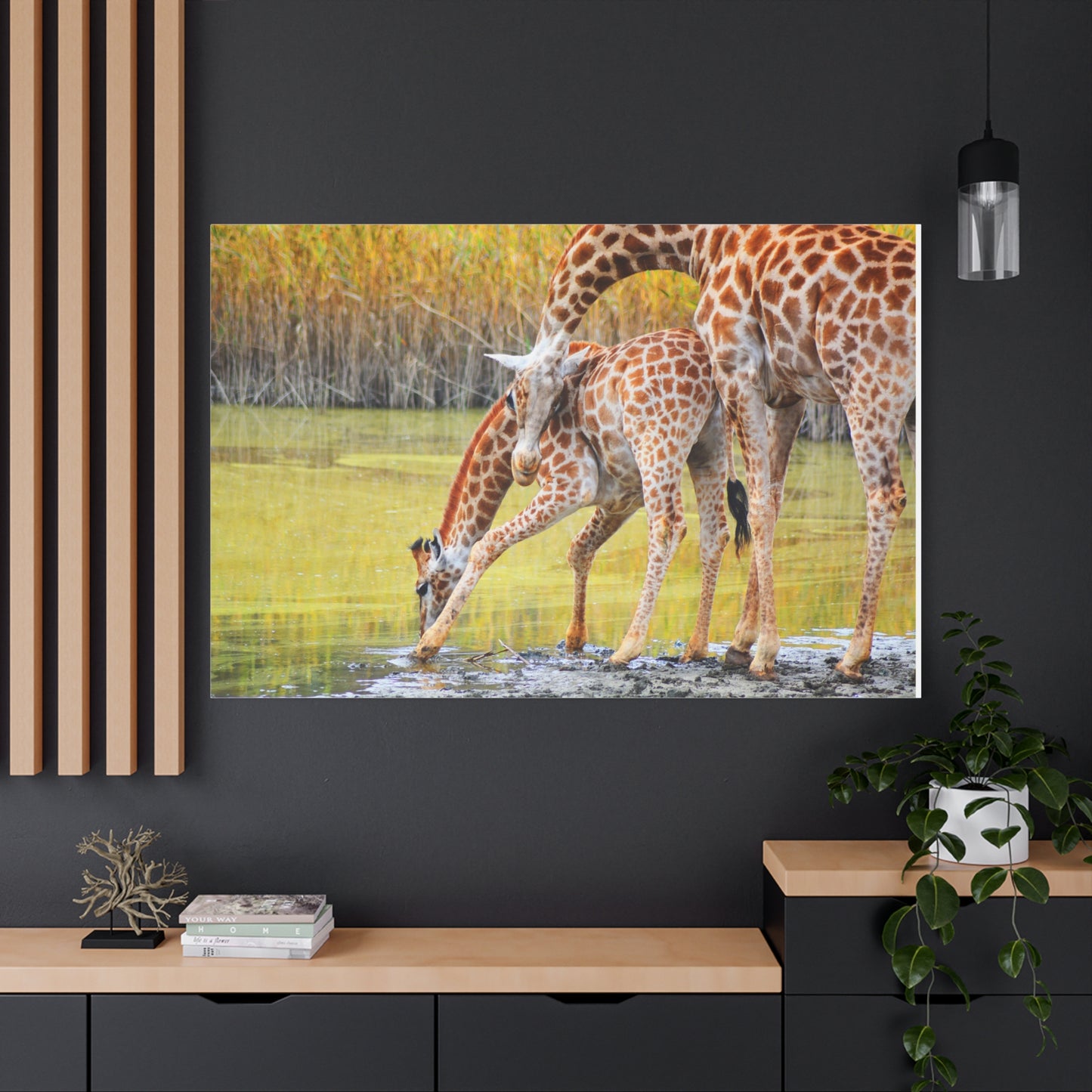 Giraffe Family Matte Canvas Wall Art, Nature Decor, Wildlife Print, Animal Lovers Gift, Nursery Decoration