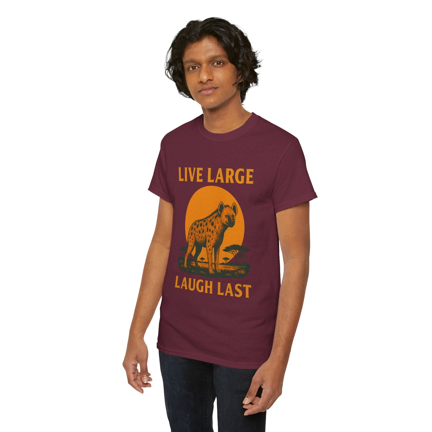 Live Large Laugh Last Hyena Cotton Shirt