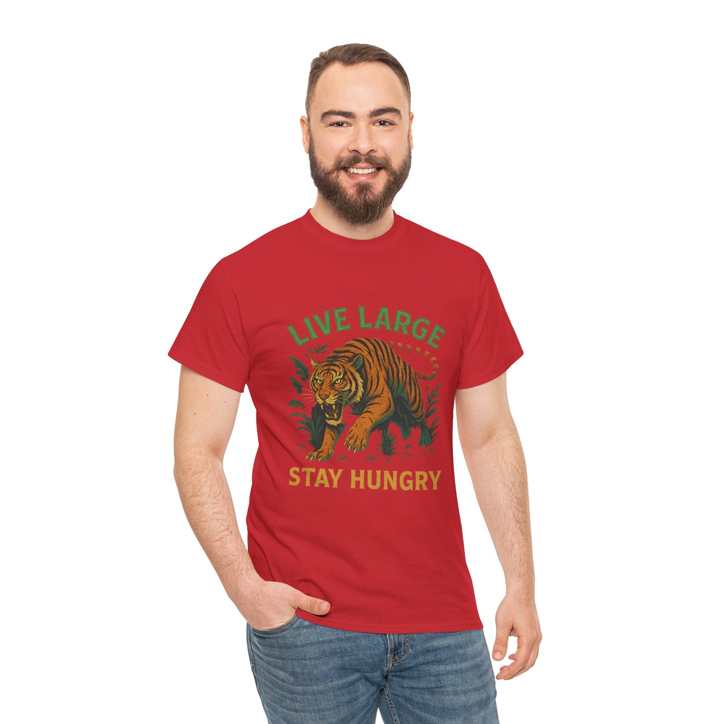 "Live Large Stay Hungry" Graphic Shirt Tiger