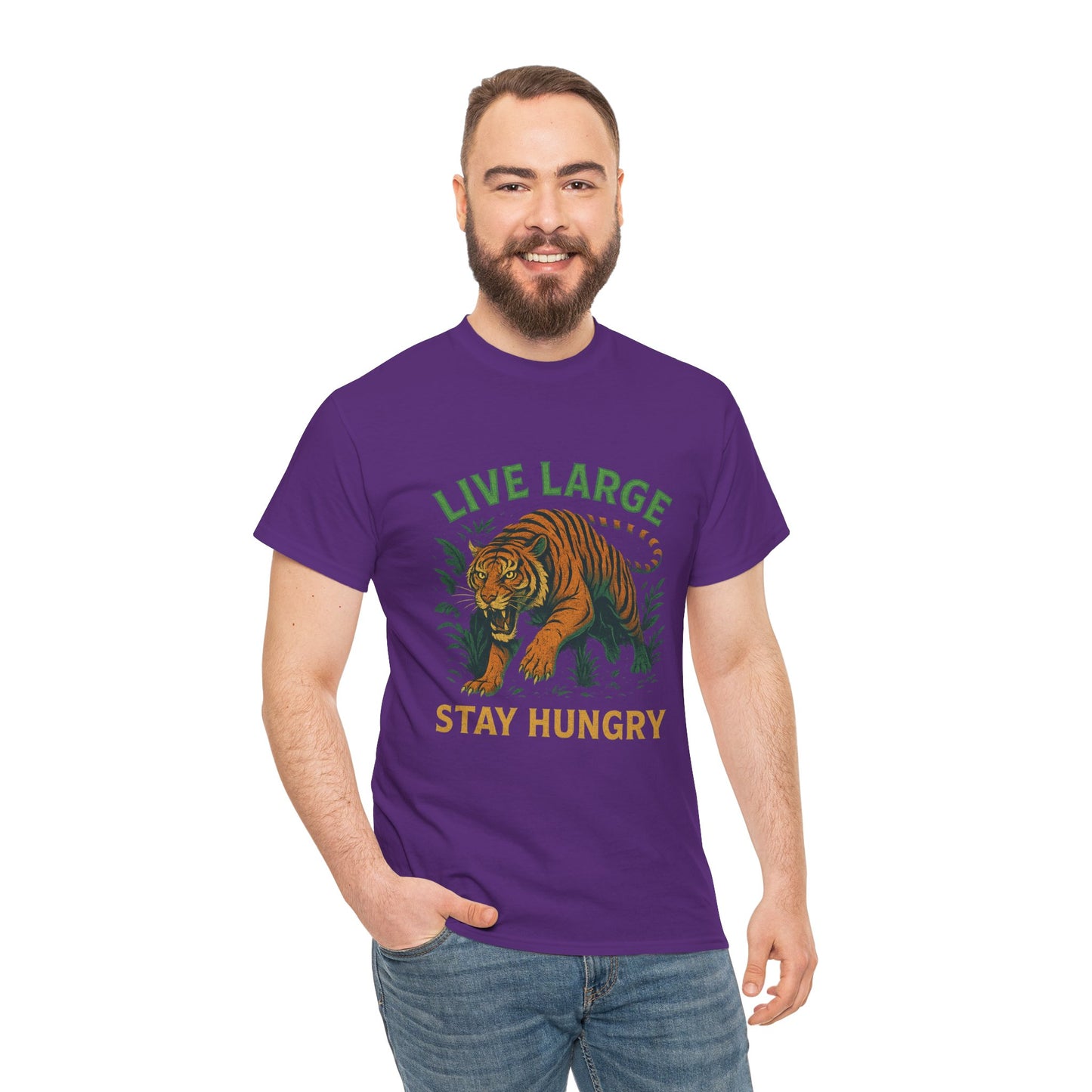 "Live Large Stay Hungry" Graphic Shirt Tiger