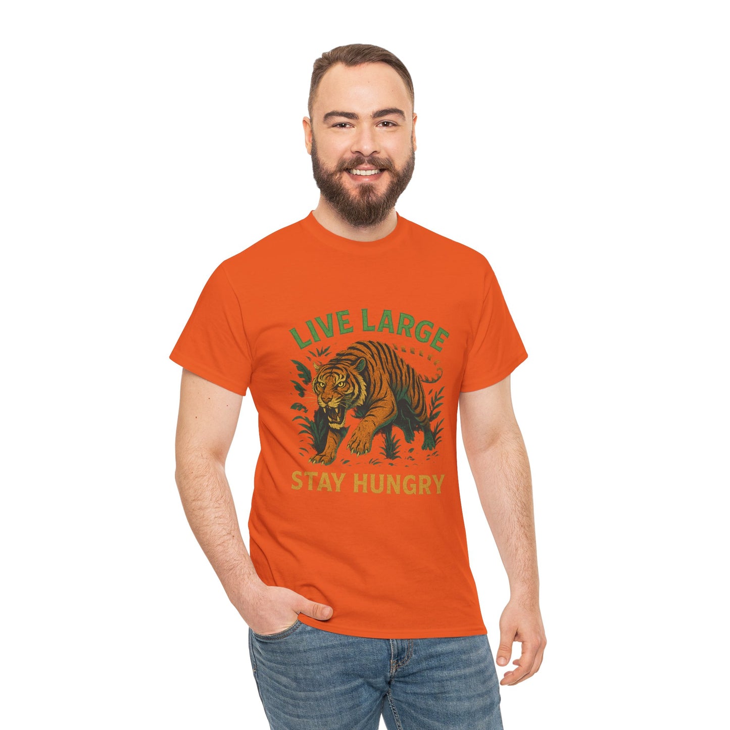 "Live Large Stay Hungry" Graphic Shirt Tiger
