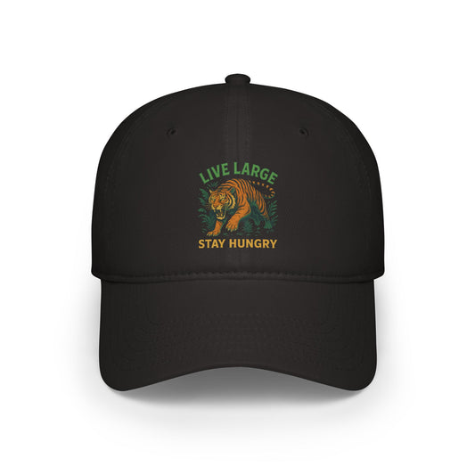 Live Large Stay Hungry Baseball Cap, Tiger