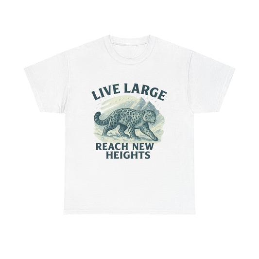 Live Large Reach New Heights Snow Leopard Cotton Shirt
