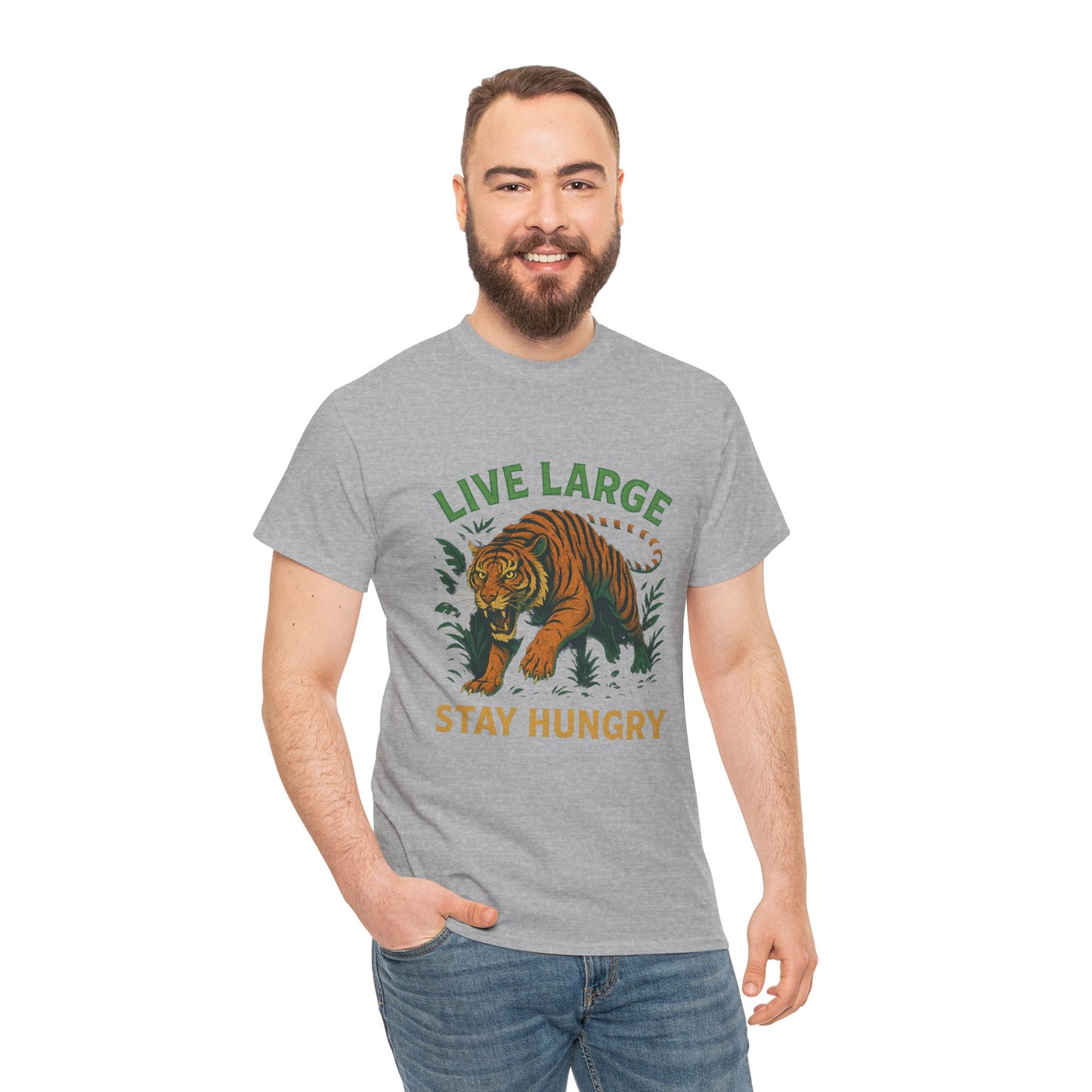 "Live Large Stay Hungry" Graphic Shirt Tiger