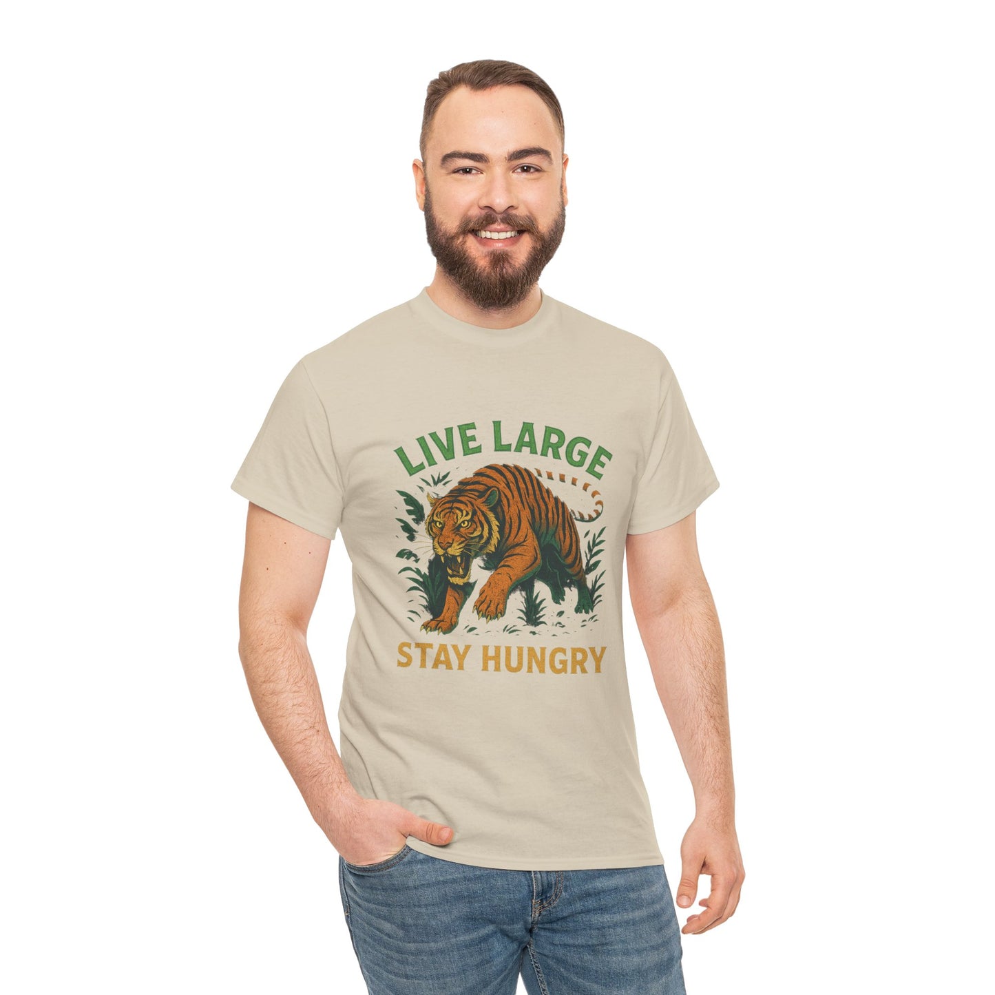 "Live Large Stay Hungry" Graphic Shirt Tiger