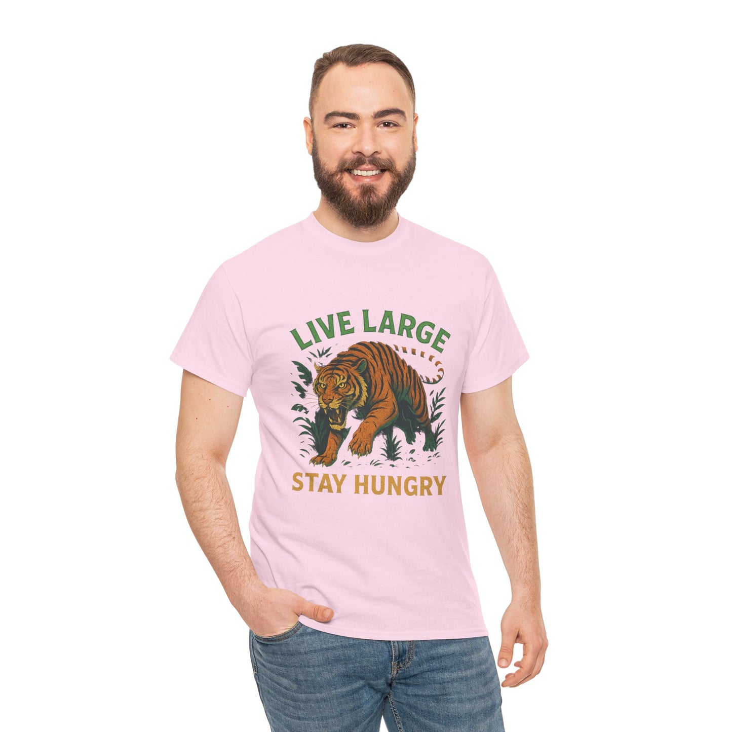 "Live Large Stay Hungry" Graphic Shirt Tiger