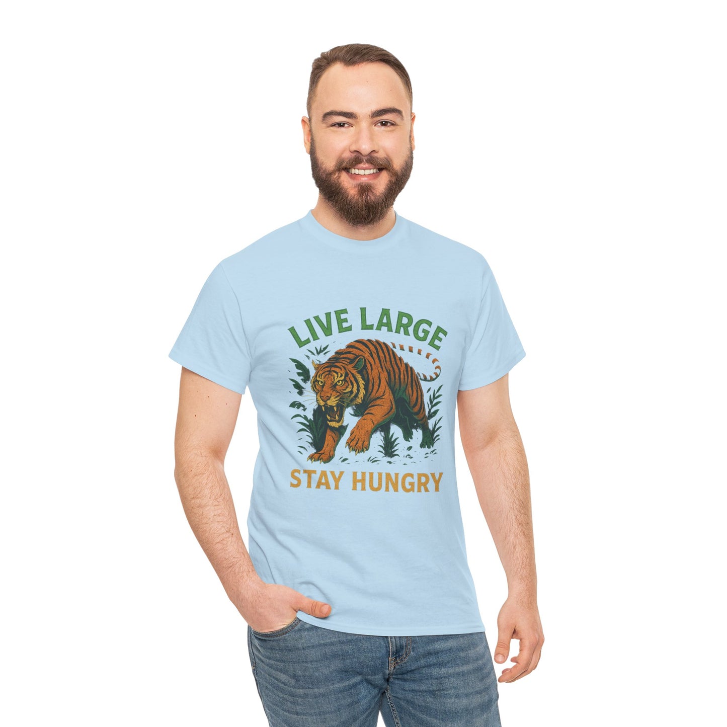 "Live Large Stay Hungry" Graphic Shirt Tiger