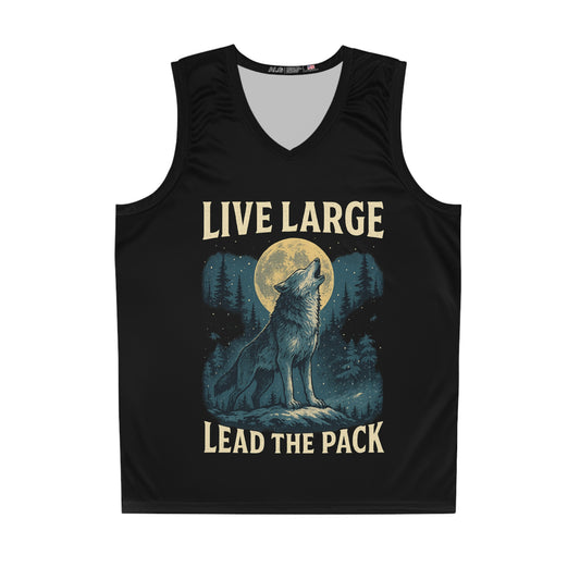 Wolf Print Basketball Jersey - Live Large Lead the Pack, Sports Apparel, Gift for Athletes, Team Jersey, Unique Workout Wear, Men's Jersey